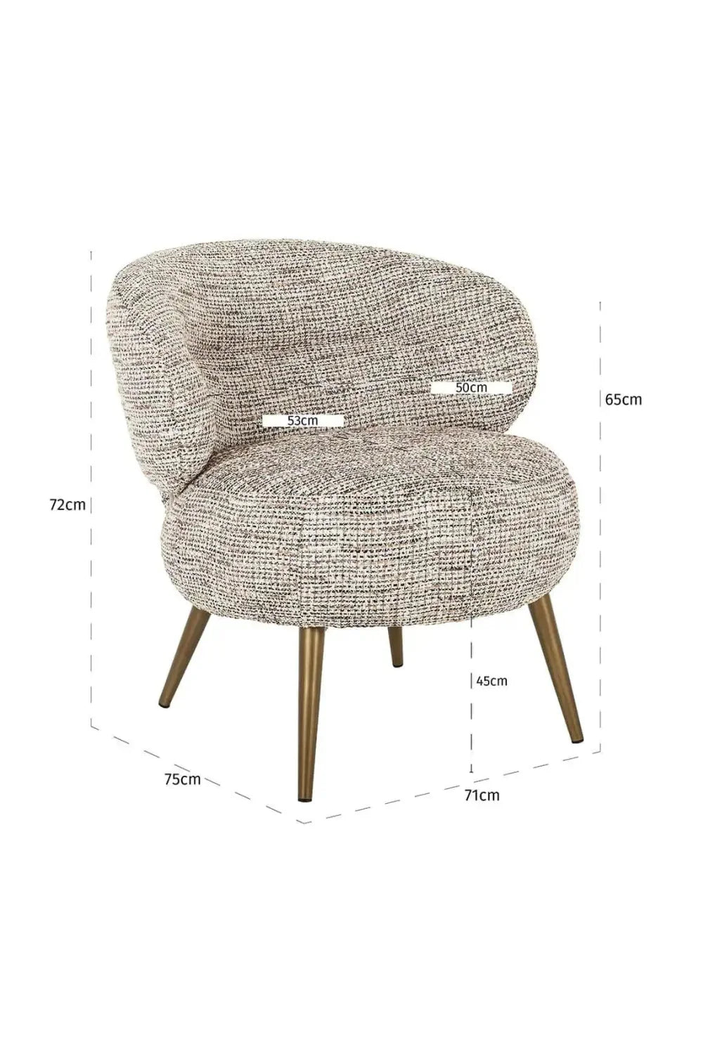 Fauteuil incurvé en tissu beige | Richmond Sabor