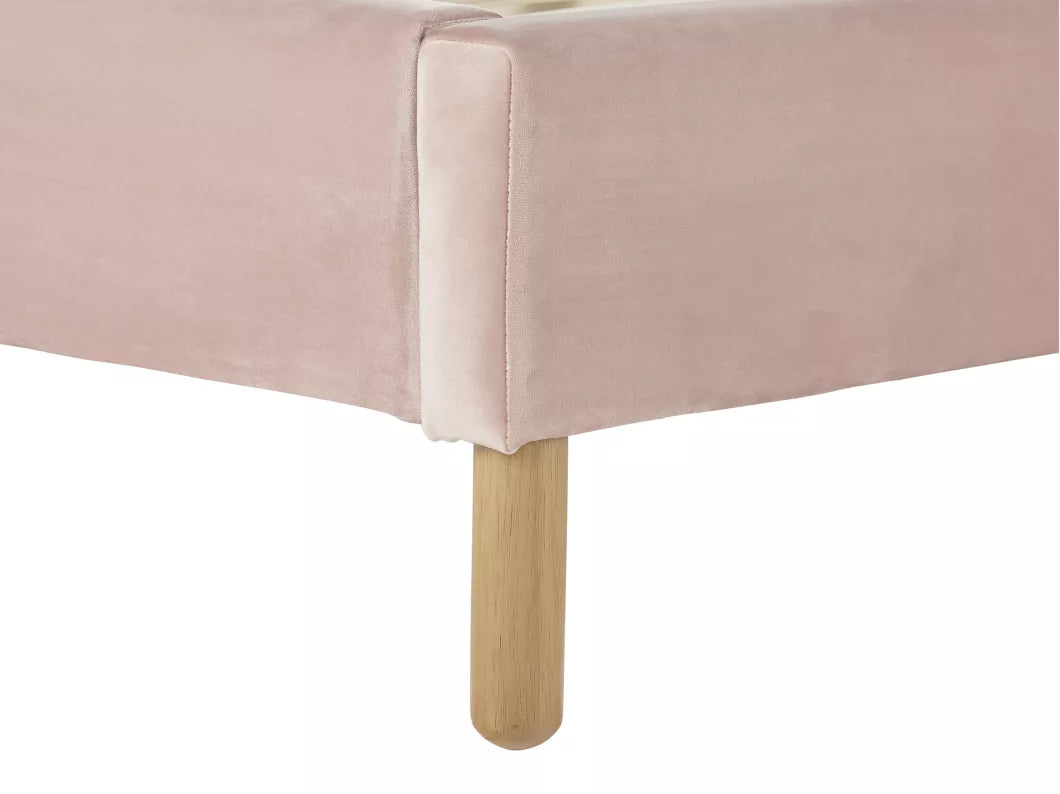 Lit coquillage 90 x 190 cm - Velours - Rose - MOANA