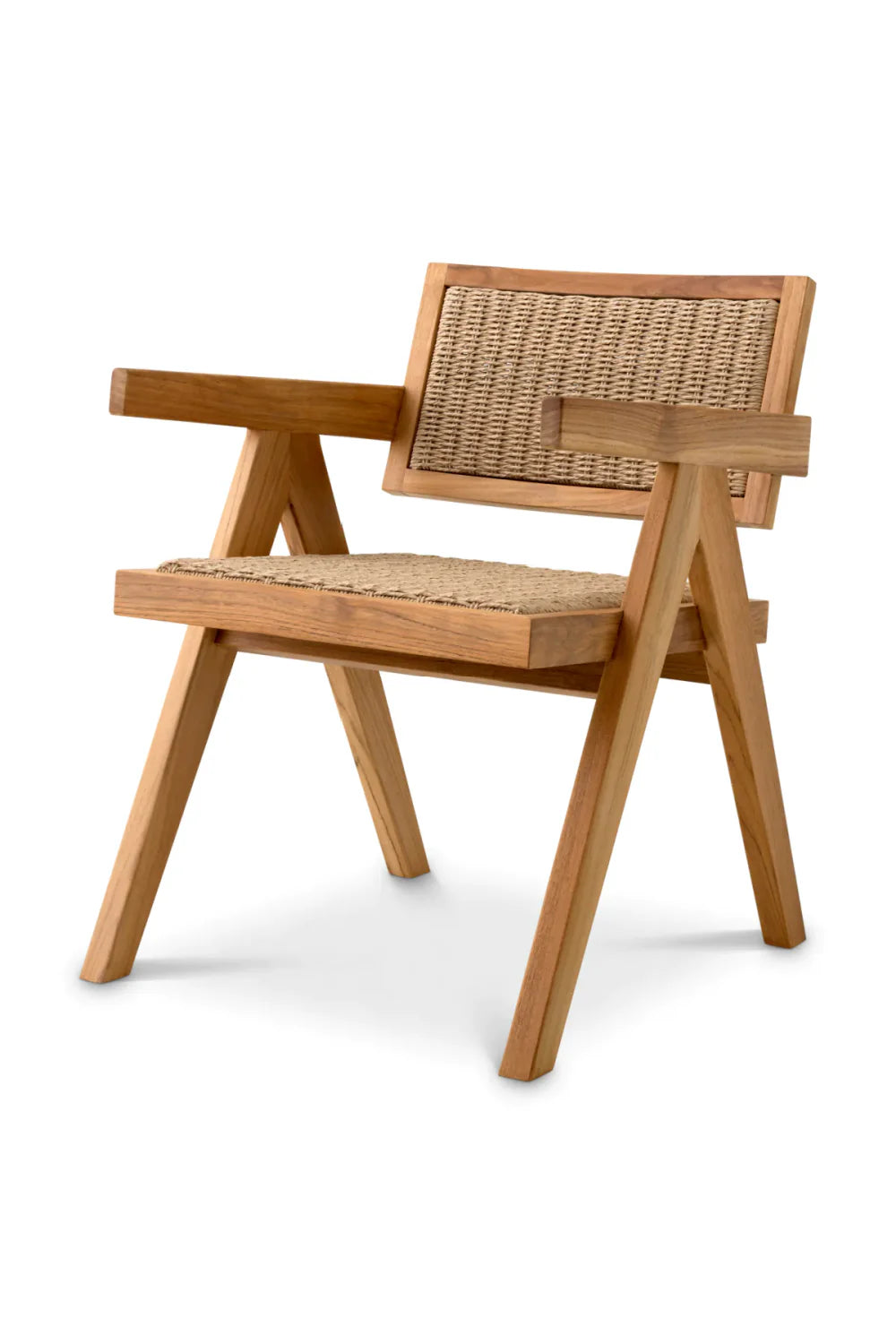 Chaise d'extérieur en teck et tissage marron | Eichholtz Kristo