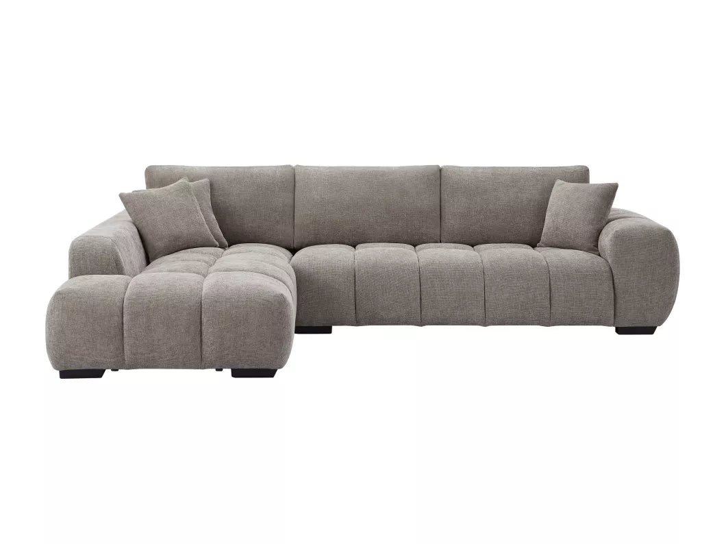 Canapé d'angle gauche en tissu gris BERENIA