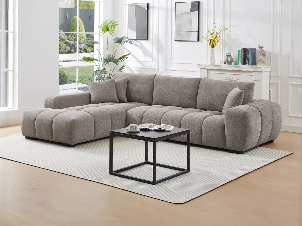 Canapé d'angle gauche en tissu gris BERENIA