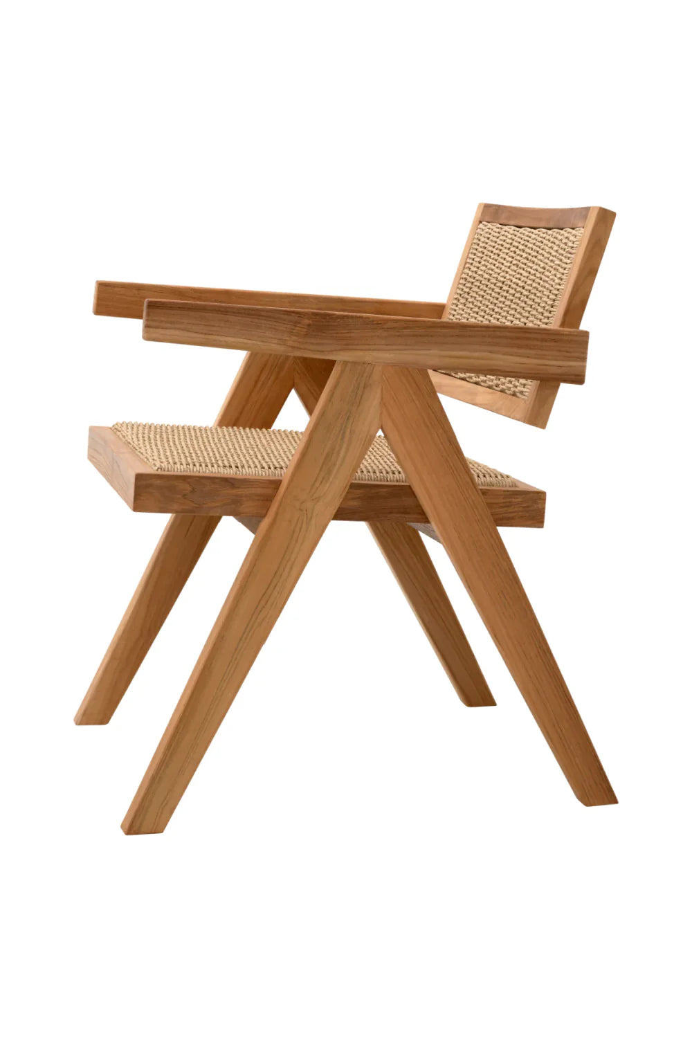Chaise d'extérieur en teck et tissage marron | Eichholtz Kristo