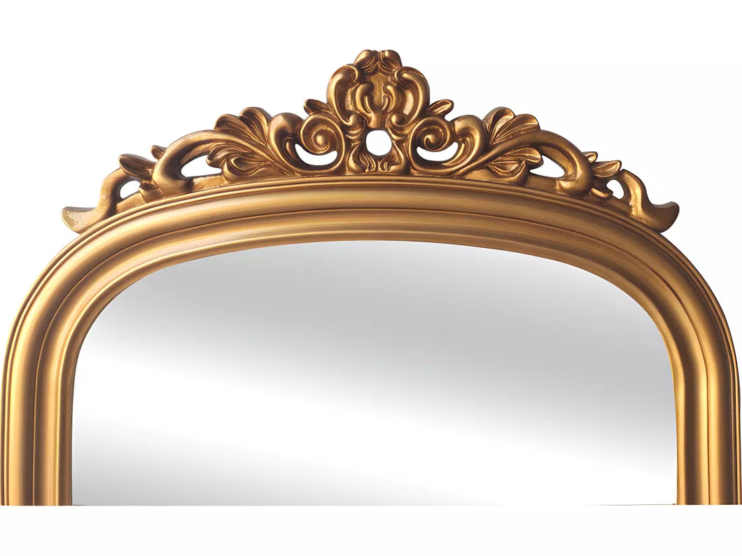 Grand miroir vintage en bois de paulownia - H.180 cm - Doré - MERRY