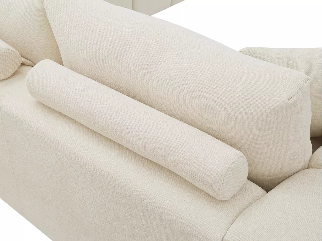 Canapé d'angle droit en tissu beige BERENIA