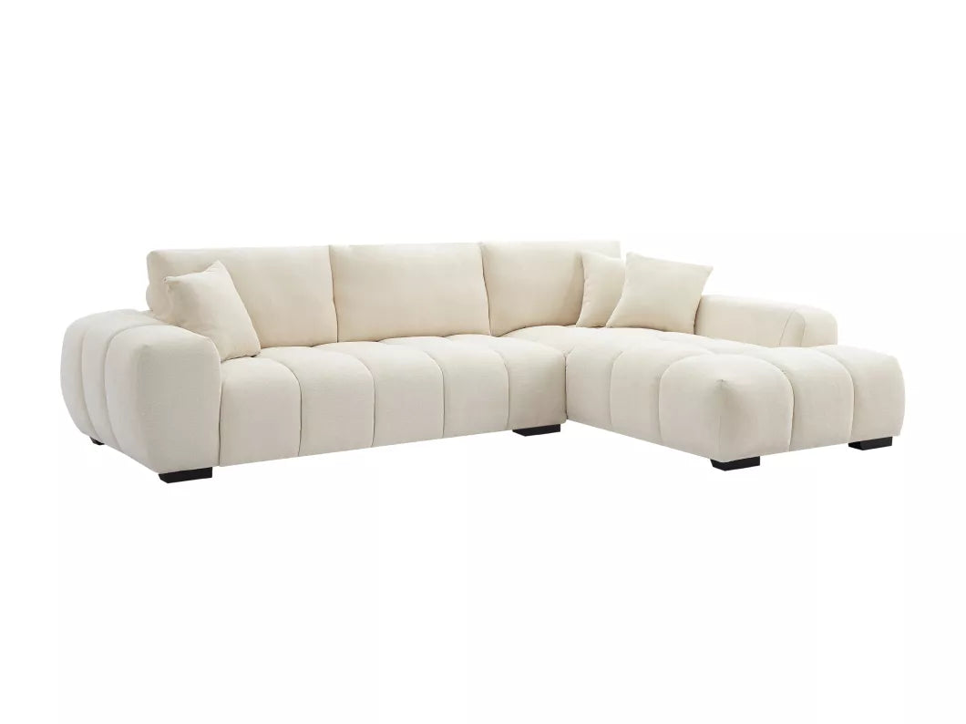 Canapé d'angle droit en tissu beige BERENIA