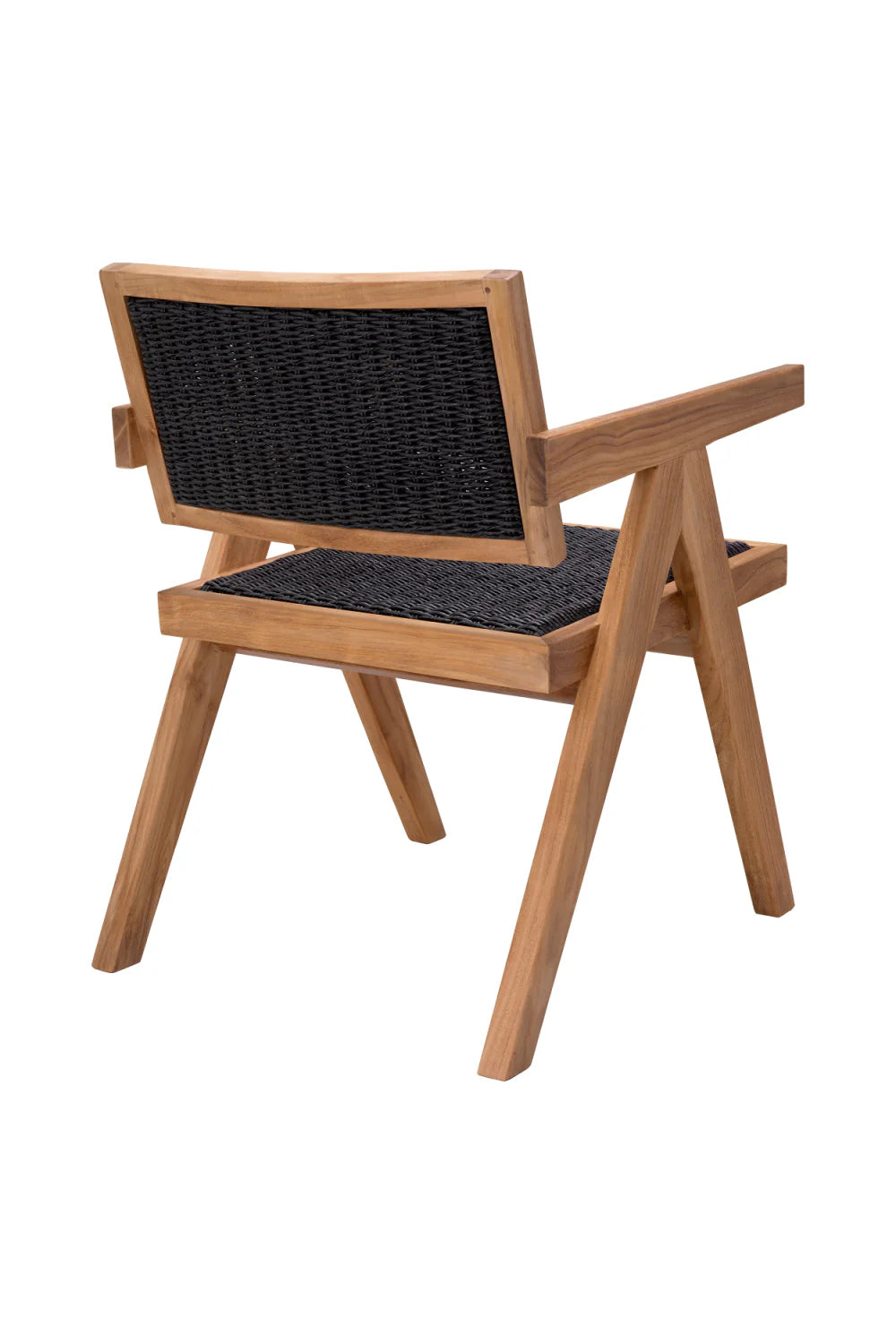 Chaise d'extérieur en teck et tissage noir | Eichholtz Kristo