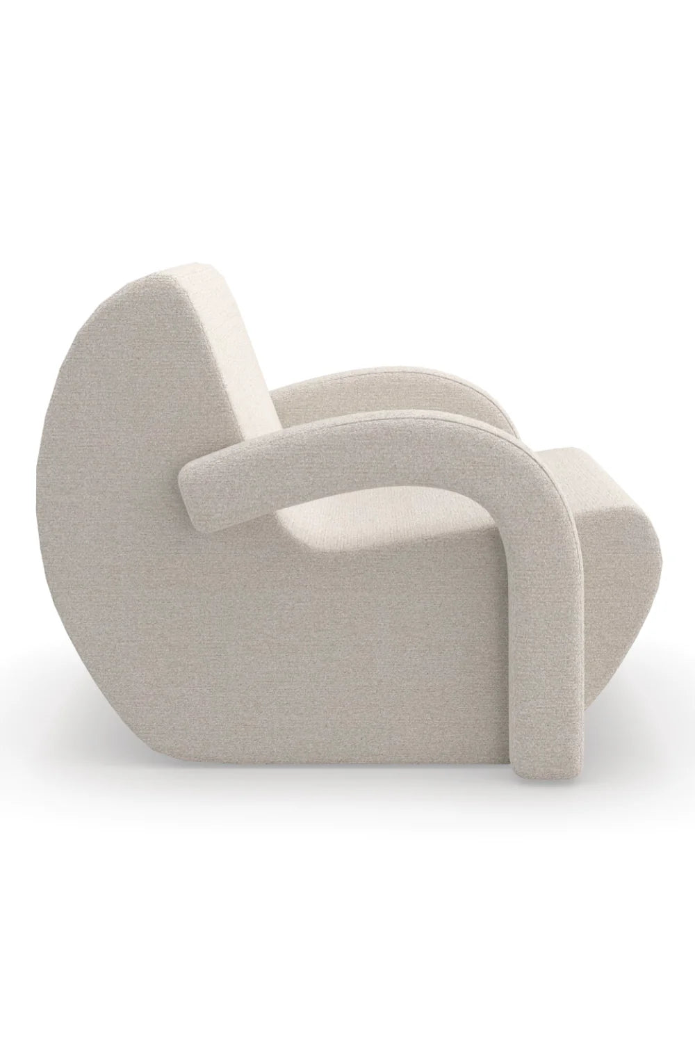 Fauteuil incurvé bouclé crème