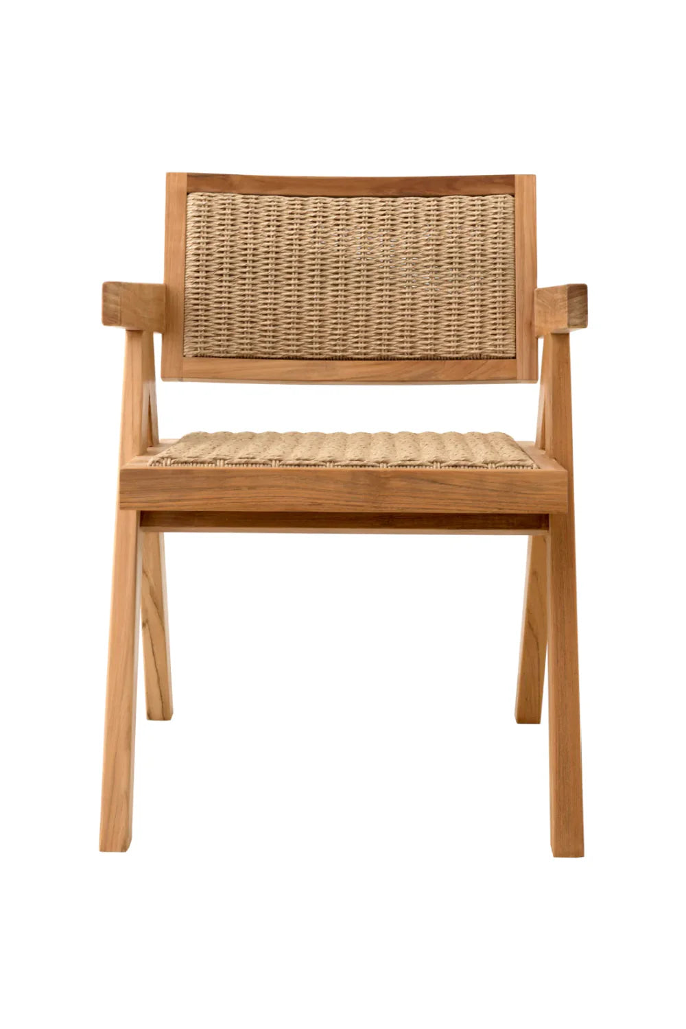 Chaise d'extérieur en teck et tissage marron | Eichholtz Kristo