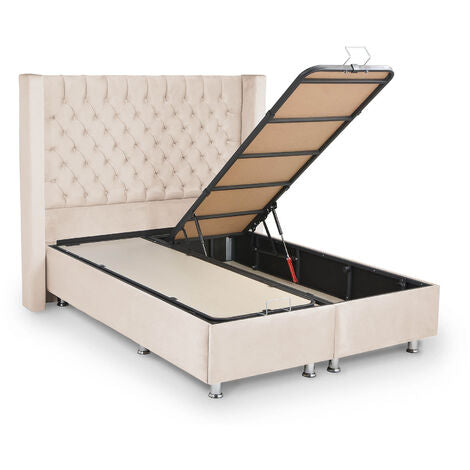 Lit coffre clouté Luna Beige