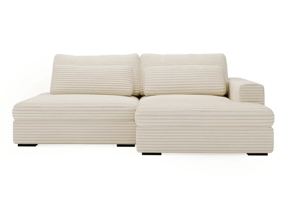 Canapé d'angle convertible grande méridienne velours côtelé beige MONTPARNASSE