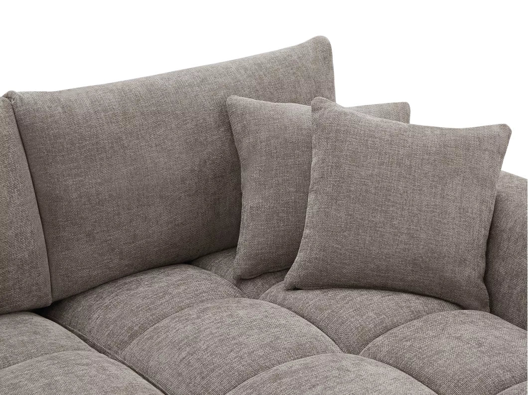 Canapé d'angle droit en tissu gris BERENIA