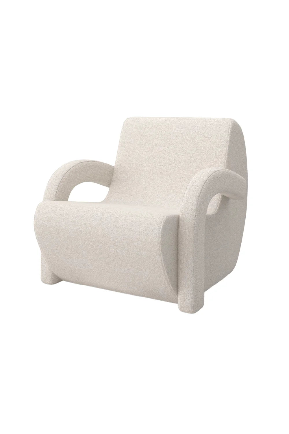 Fauteuil incurvé bouclé crème