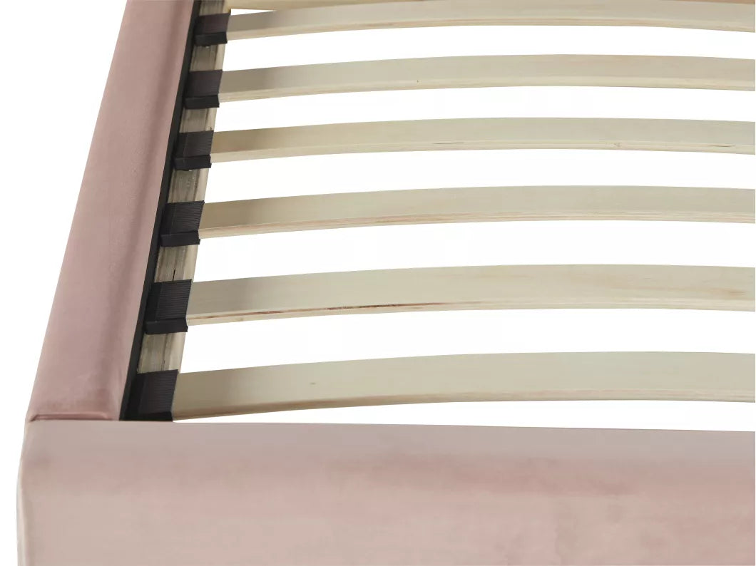 Lit coquillage 90 x 190 cm - Velours - Rose - MOANA