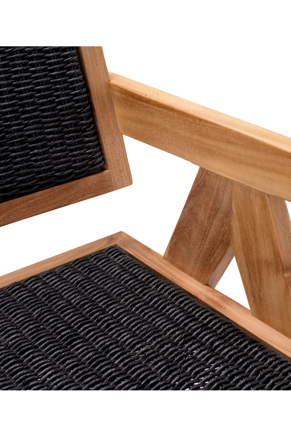 Chaise d'extérieur en teck et tissage noir | Eichholtz Kristo
