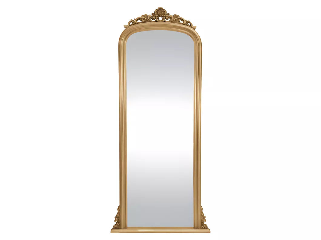 Grand miroir vintage en bois de paulownia - H.180 cm - Doré - MERRY