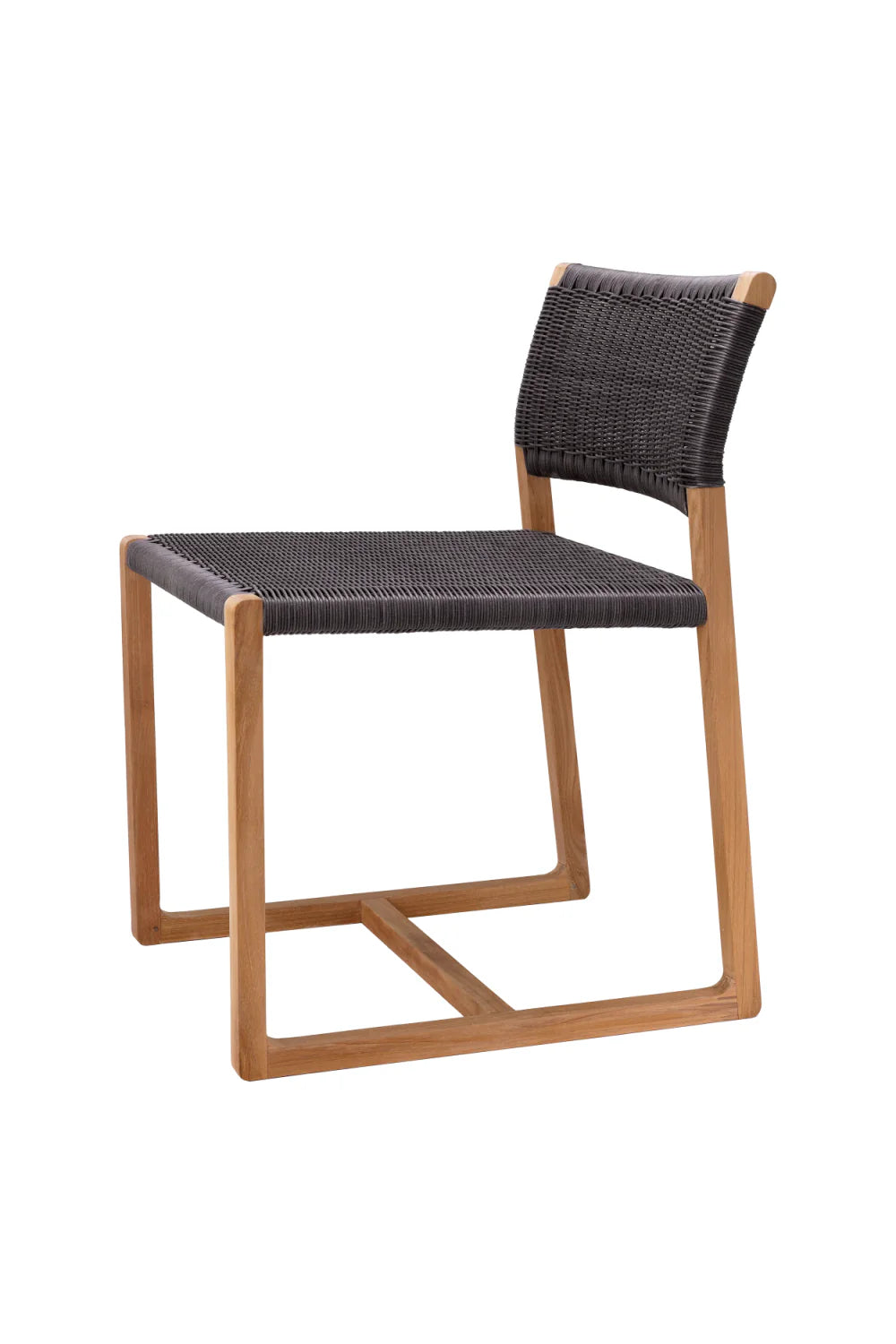 Chaise d'extérieur en teck et tissage noir | Eichholtz Griffin