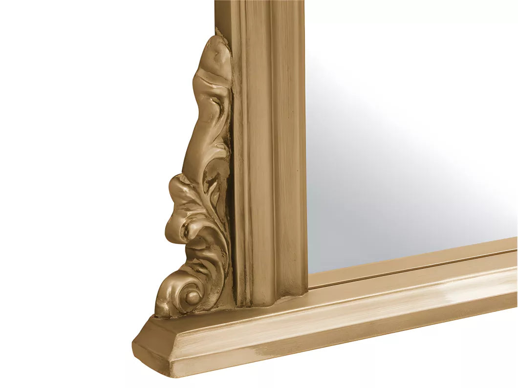 Grand miroir vintage en bois de paulownia - H.180 cm - Doré - MERRY