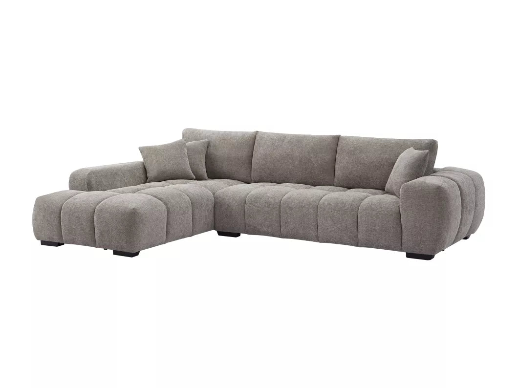 Canapé d'angle gauche en tissu gris BERENIA