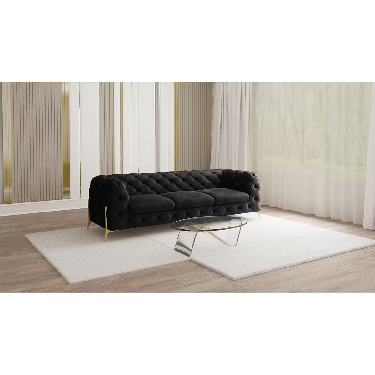 Canapé Chesterfield II (3 places) noir