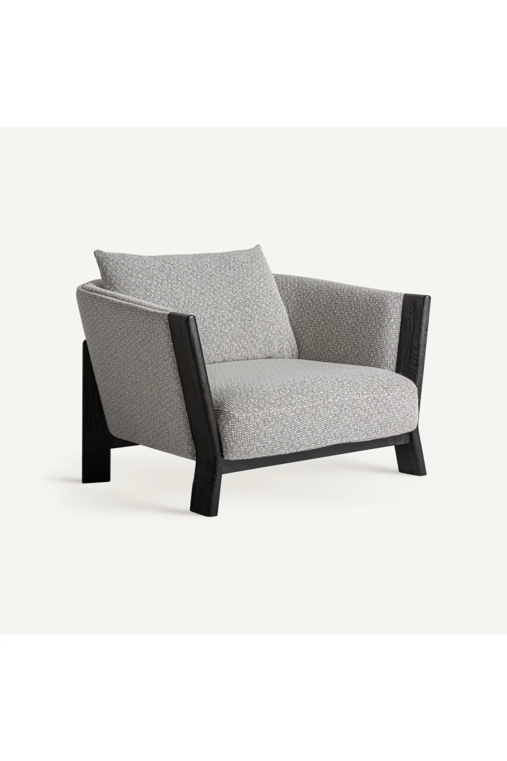 Fauteuil capitonné à accoudoirs en chêne noir | Vical Home Nara
