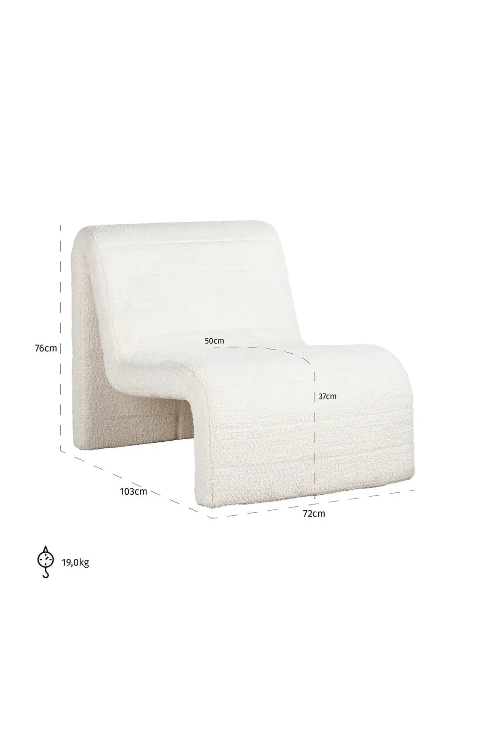 Fauteuil moderne incurvé blanc | Richmond Kelly