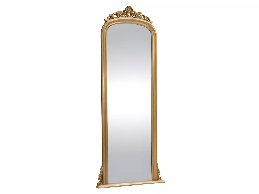 Grand miroir vintage en bois de paulownia - H.180 cm - Doré - MERRY