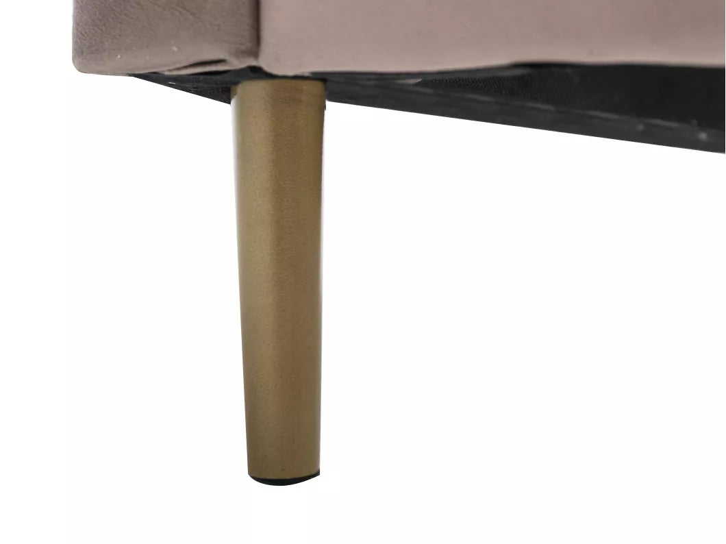 Lit coquillage 140 x 190 cm - Velours - Beige - LIVAYA
