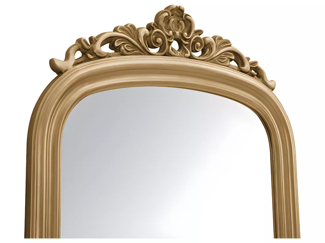 Grand miroir vintage en bois de paulownia - H.180 cm - Doré - MERRY