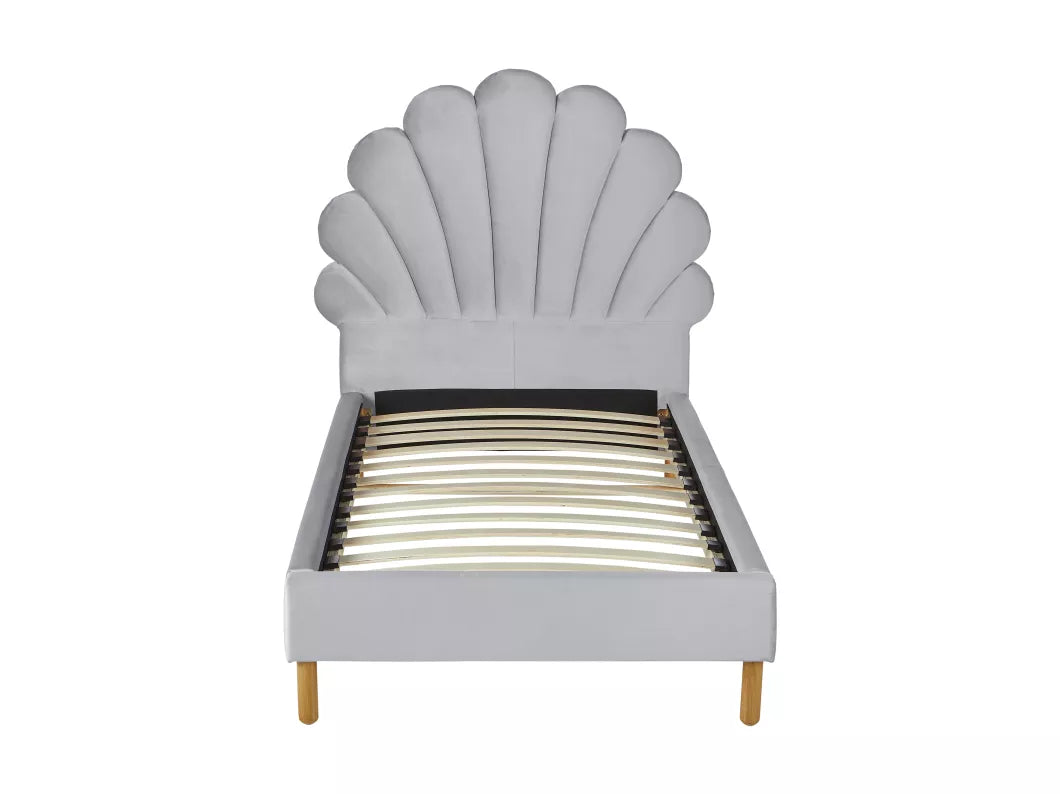 Lit coquillage 90 x 190 cm - Velours - Rose - MOANA