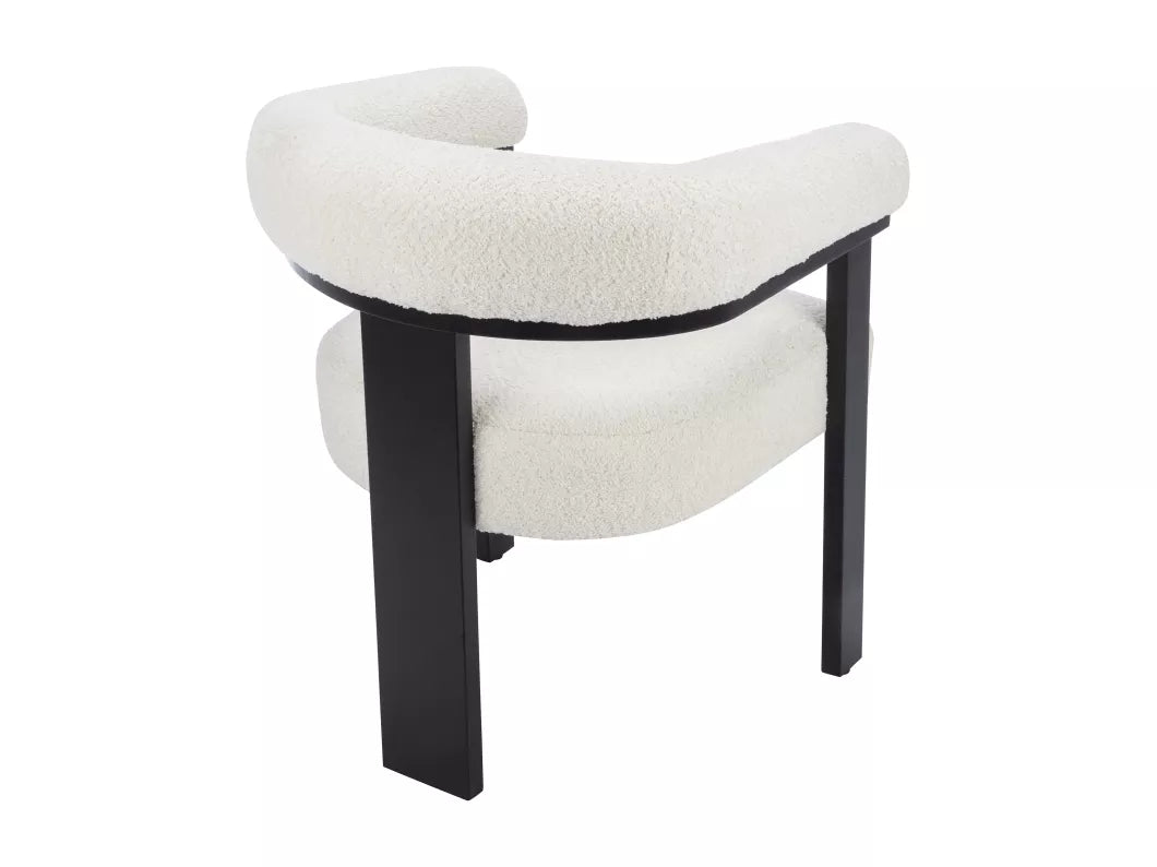 Lot de 2 chaises avec accoudoirs en tissu bouclette et bois d'hévéa - Blanc et noir - LIVELIA de Pascal MORABITO