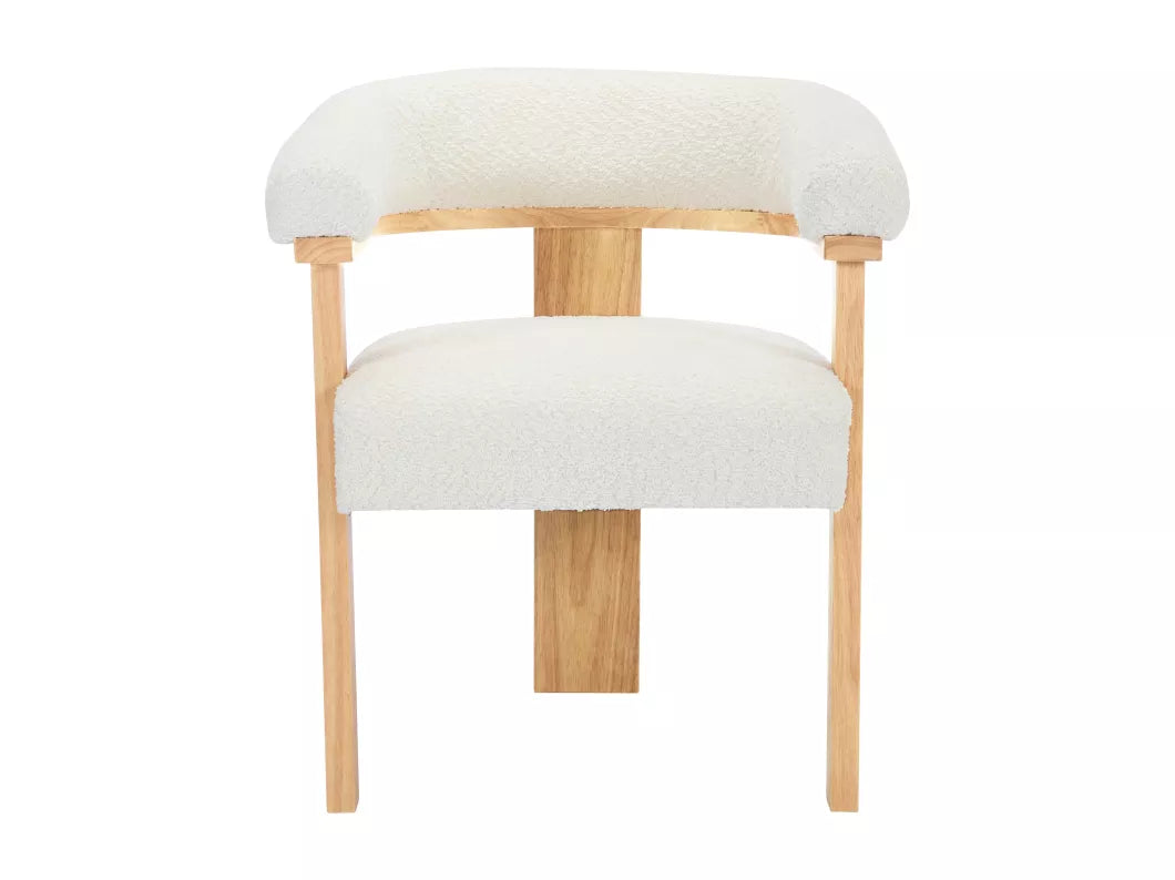 Lot de 2 chaises avec accoudoirs en tissu bouclette et bois d'hévéa - Blanc et noir - LIVELIA de Pascal MORABITO
