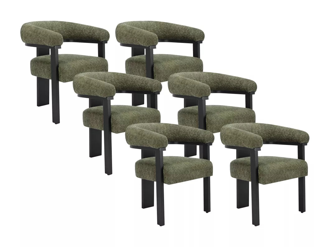 Lot de 2 chaises avec accoudoirs en tissu bouclette et bois d'hévéa - Blanc et noir - LIVELIA de Pascal MORABITO