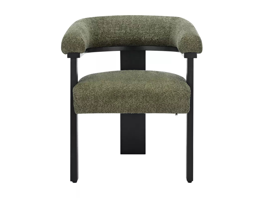 Lot de 2 chaises avec accoudoirs en tissu bouclette et bois d'hévéa - Blanc et noir - LIVELIA de Pascal MORABITO