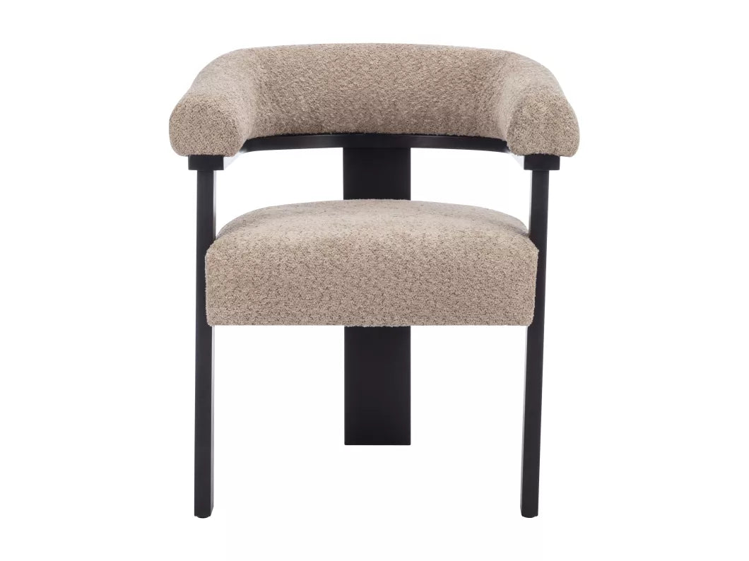 Lot de 2 chaises avec accoudoirs en tissu bouclette et bois d'hévéa - Blanc et noir - LIVELIA de Pascal MORABITO