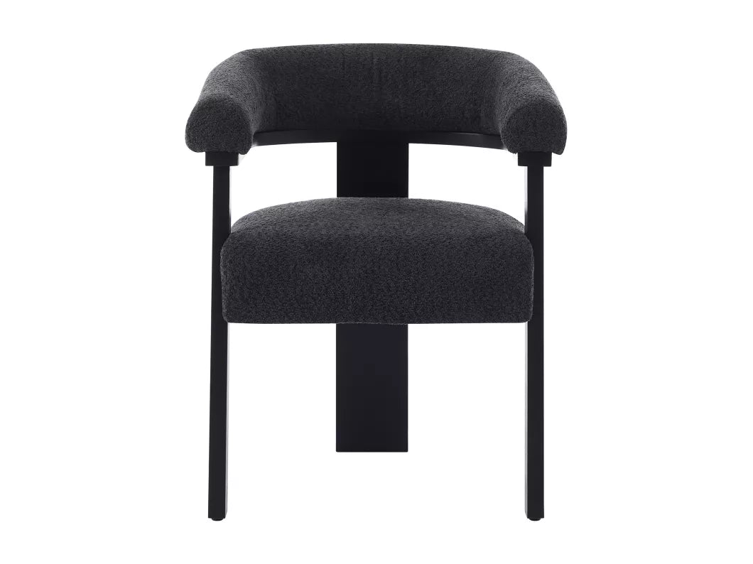 Lot de 2 chaises avec accoudoirs en tissu bouclette et bois d'hévéa - Blanc et noir - LIVELIA de Pascal MORABITO