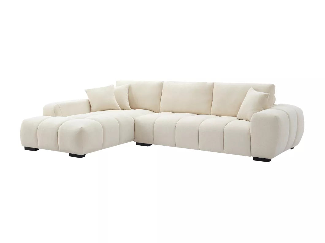 Canapé d'angle gauche en tissu beige BERENIA