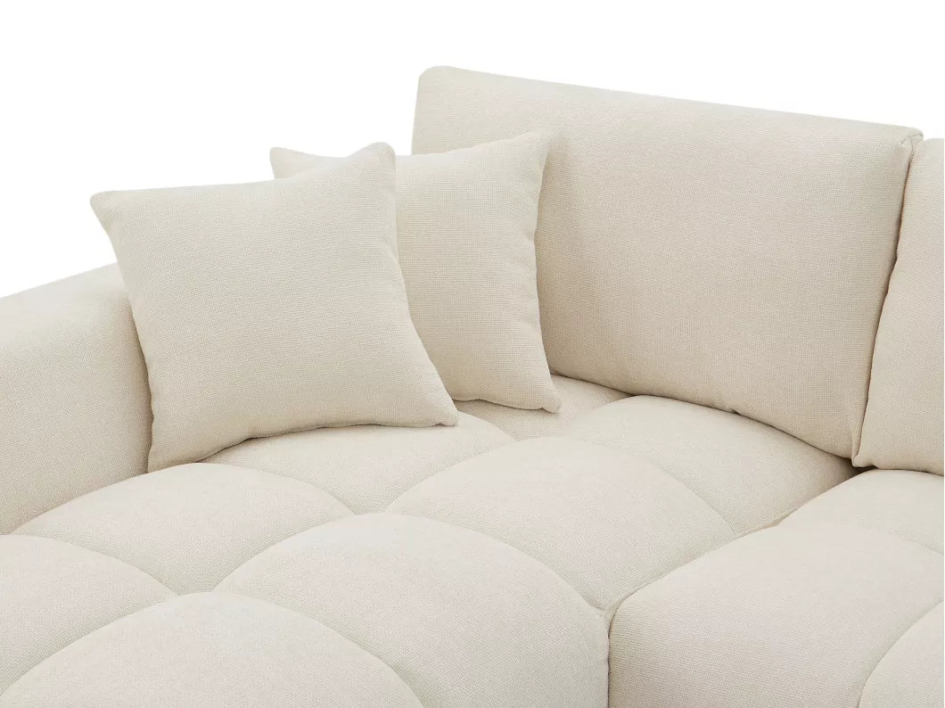 Canapé d'angle gauche en tissu beige BERENIA