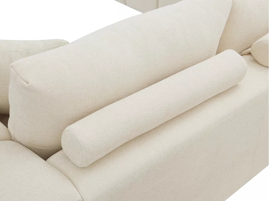 Canapé d'angle gauche en tissu beige BERENIA