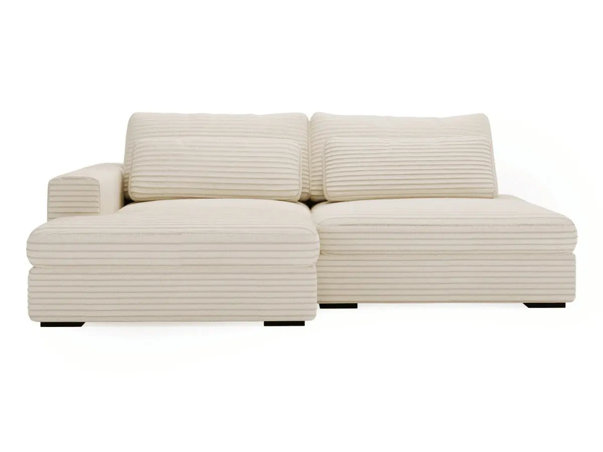 Canapé d'angle convertible grande méridienne velours côtelé beige MONTPARNASSE
