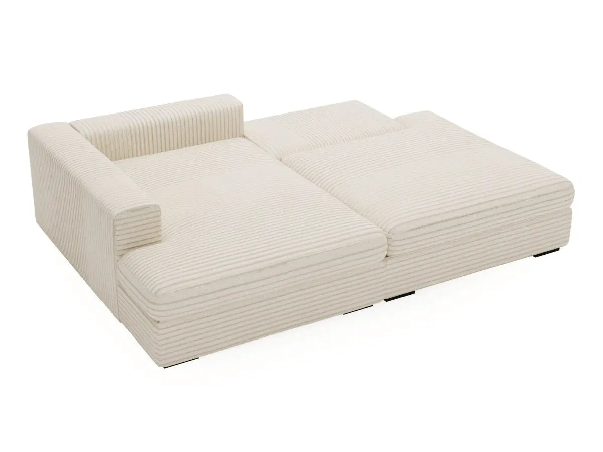 Canapé d'angle convertible grande méridienne velours côtelé beige MONTPARNASSE