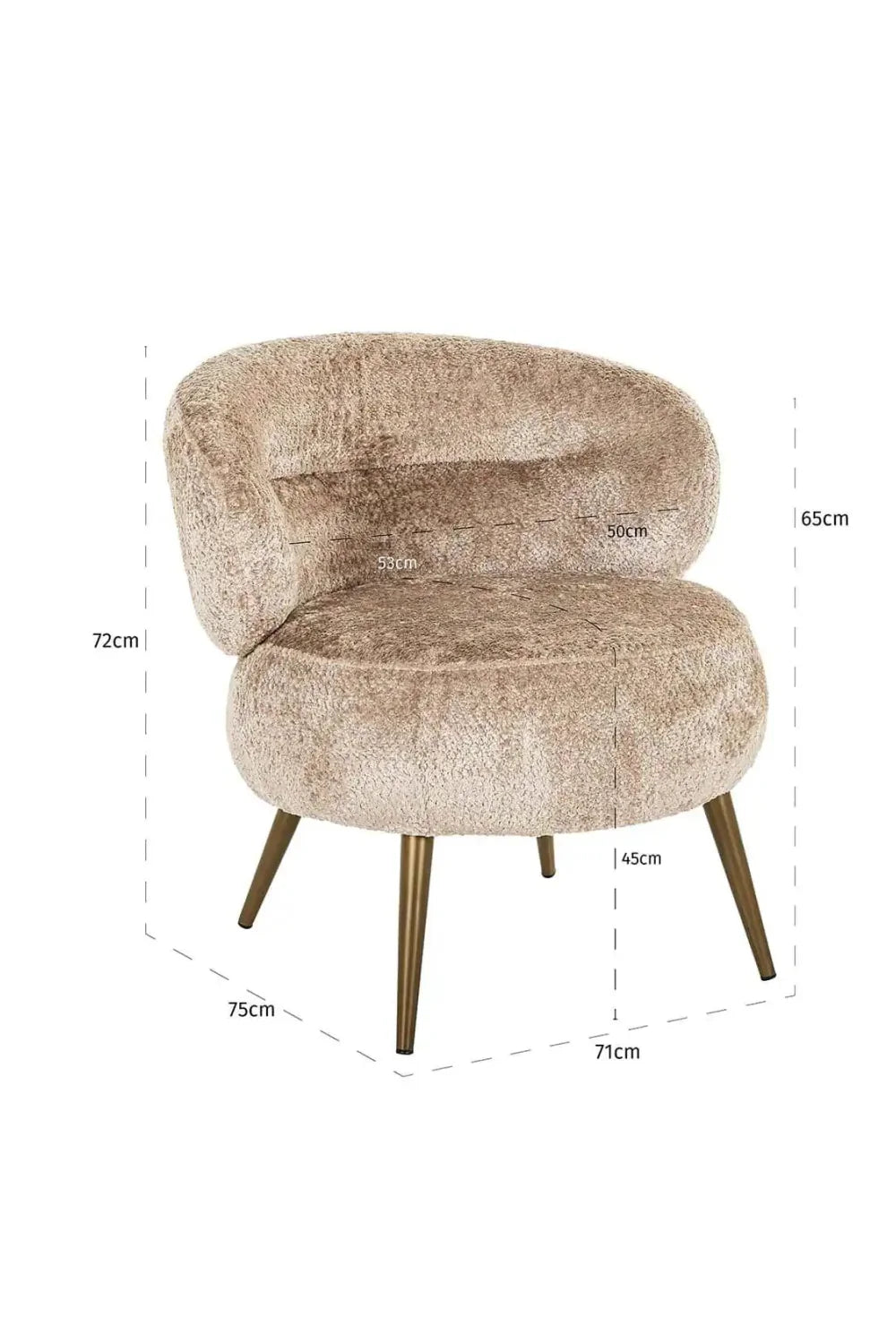 Fauteuil incurvé en tissu marron | Richmond Sabor
