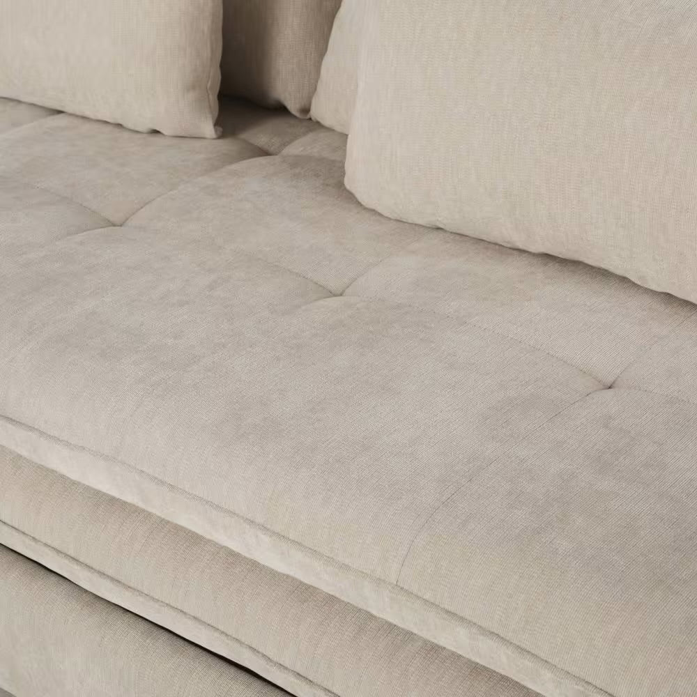 Clio - Canapé convertible 2/3 places en tissu recyclé beige