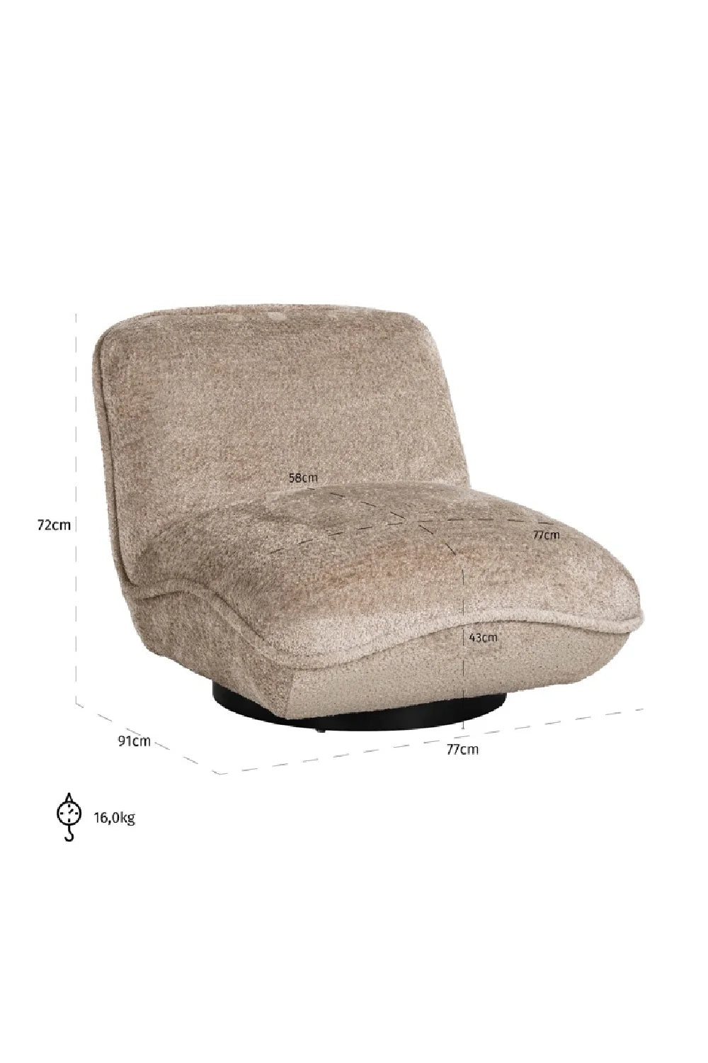 Fauteuil pivotant en tissu taupe | Richmond Ophelia