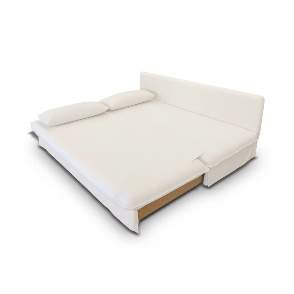 Clio - Canapé convertible 2/3 places effet lin ivoire