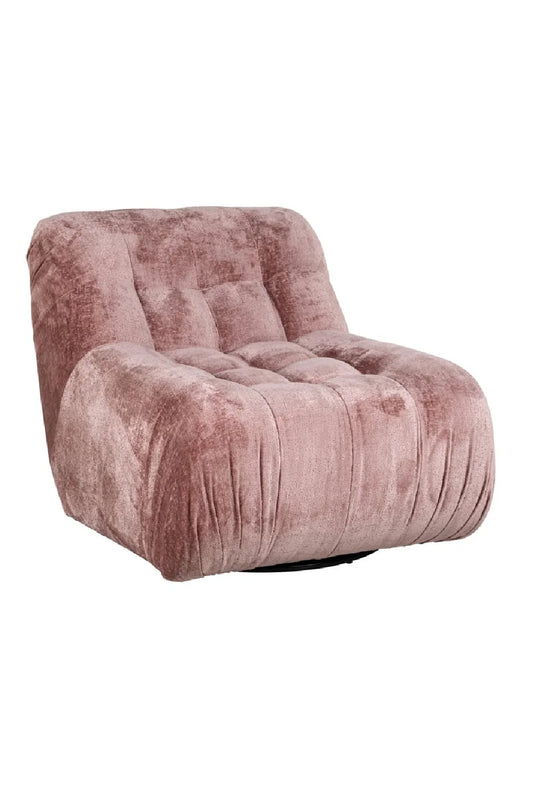 Fauteuil pivotant en chenille rose | Richmond Rosy