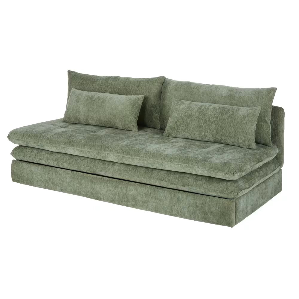 Clio - Canapé convertible 2/3 places en tissu recyclé vert kaki
