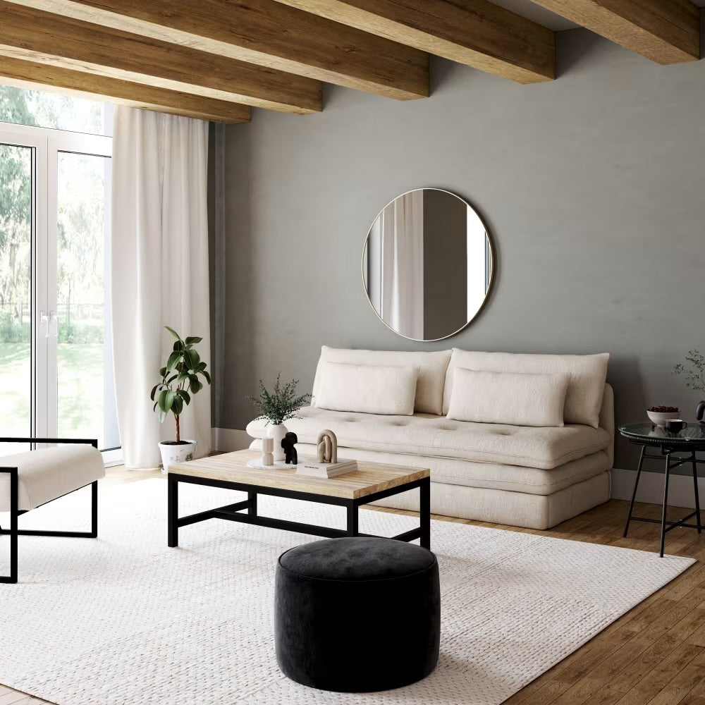 Clio - Canapé convertible 2/3 places en tissu recyclé beige