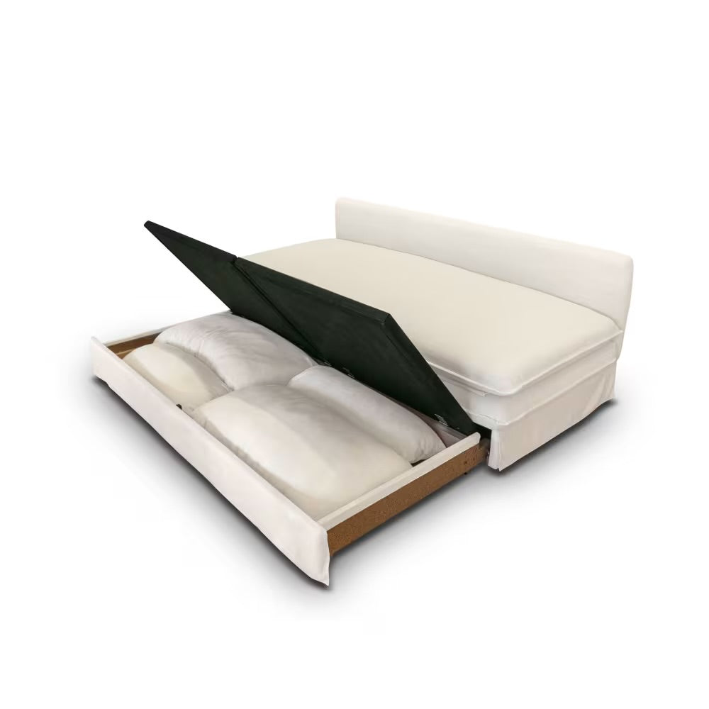 Clio - Canapé convertible 2/3 places effet lin ivoire