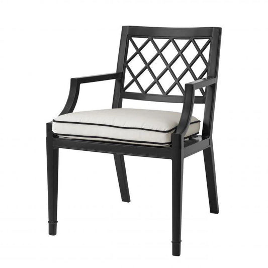 Chaise d'extérieur laquée noir avec accoudoirs | Eichholtz Paladium