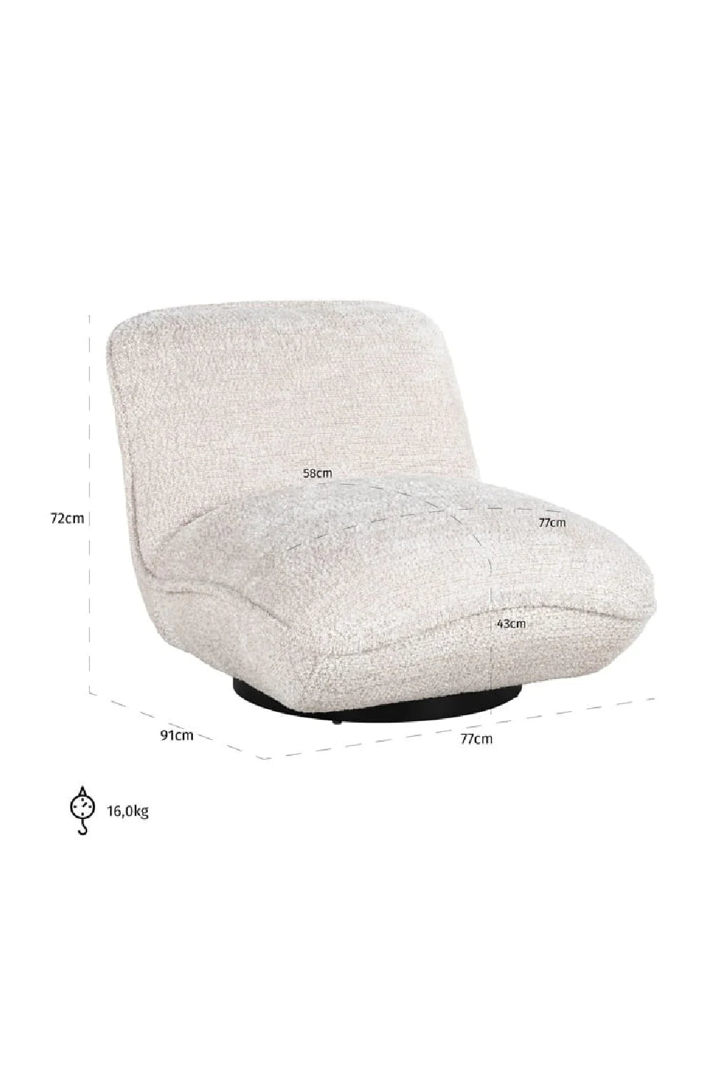 Fauteuil pivotant en tissu taupe | Richmond Ophelia